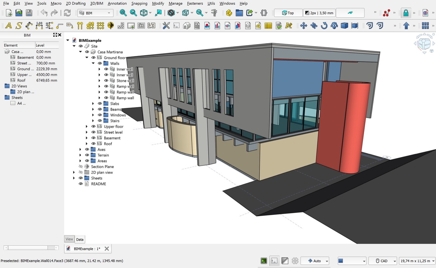 3D BIM model of the demo building in an IFC viewer