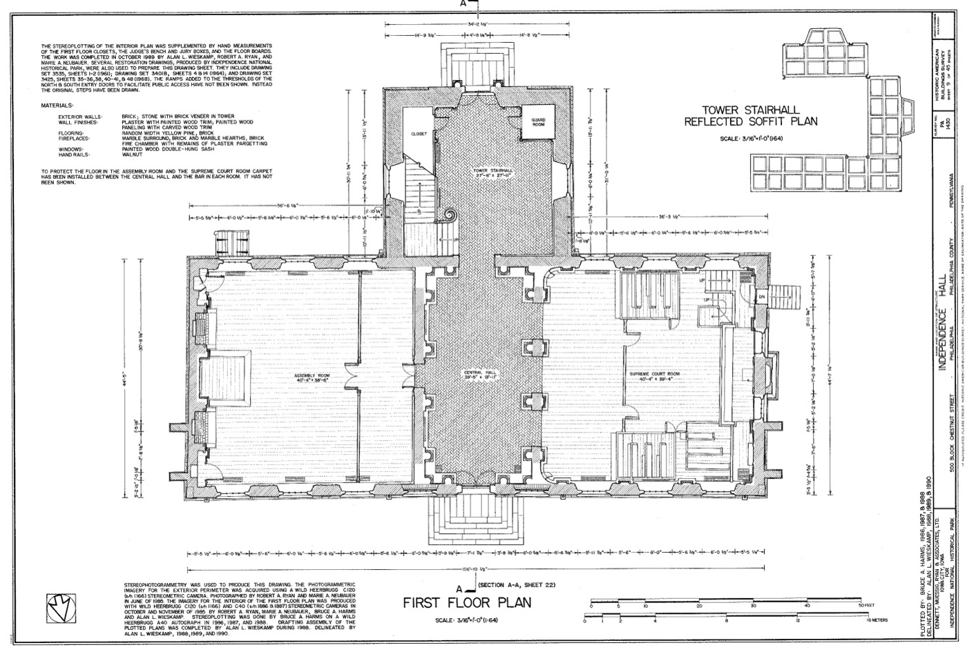Measured floor plan drawing of the demo project, with compliance finding pins